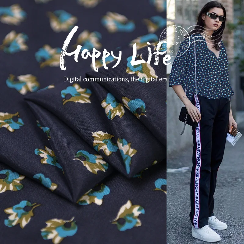 Маленький цветочный натуральный шелк хлопок 60% шелк 40% хлопок шелк платье модная дизайнерская ткань модная дышащая удобная мягкая