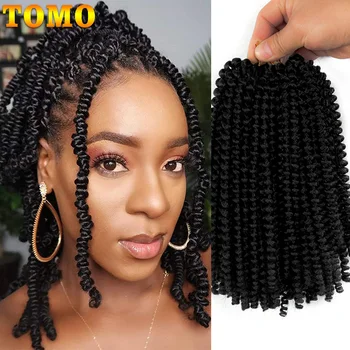 TOMO Ombre Spring Twist Hair Synthetic Crochet Braids Passion Twist 8Inch Pre-Twist Crochet Hair Extensions 30Roots Twist 1
