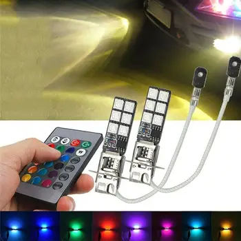

2x T10 5050 LED 12SMD RGB Car Headlight Fog Light Lamp Bulb Remote Control Car width light Strobe light Atmosphere Light