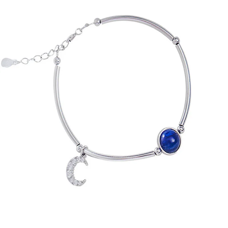 

925 sterling silver bracelet Blue SPAR moon contracted Sam is a little fresh students girlfriends a gift Women fashion jewelry w