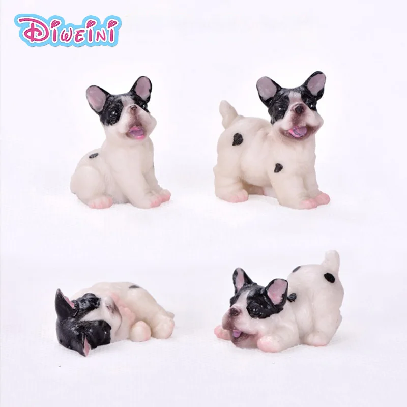 4pcs Pug Resin figurine model garden sandbox home miniature ornament decoration DIY accessory | Игрушки и хобби