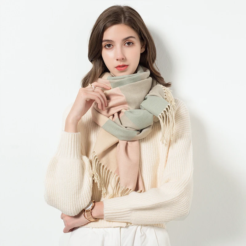 

Winter Scarf Women Thicken Long Plaid Scarves for Ladies Bufanda Mujer Warm Fashion Pashmina Shawl With Tassels Foulard Femme
