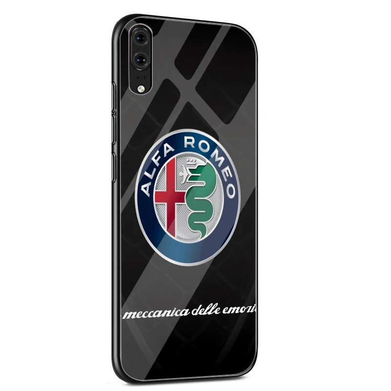G1 Стеклянный мобильный чехол для телефона huawei P30 P10 P20 7A Y6 Y9 P Smart mate 20 Honor 9 10 8X Lite Pro Cover Alfa Romeo Logo - Цвет: G1