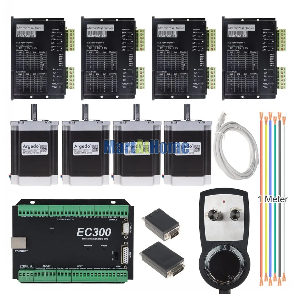 4 оси чпу шаговый драйвер комплект Mach3 Ethernet 300 кГц с MPG контроллер для DIY ЧПУ маршрутизатор