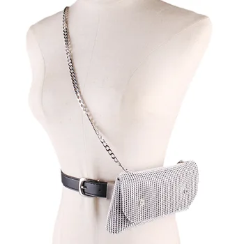 

bling Diamonds Belt bag fashion Woman single shoulder bag Inclined shoulder bag chain