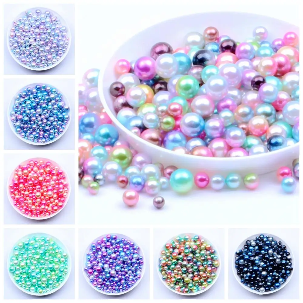 

Mixed Sizes 3/4/5/6mm 500pcs No Hole Round Pearls Imitation Pearls RainBow Color Dresses DIY Jewelry Nail Art Decorations