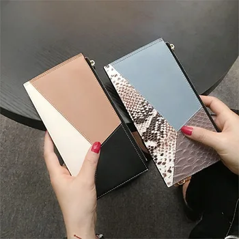 

European and American fashion leather card bag women's multi-card buckle card bag ultra-thin zipper ladies wallet long