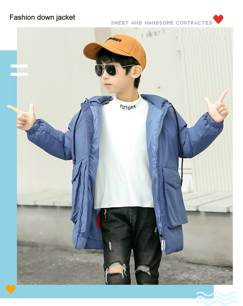 Baby autumn and winter new warm clothing children's jacket thickening plus velvet padded jacket boy hooded jacket boy war