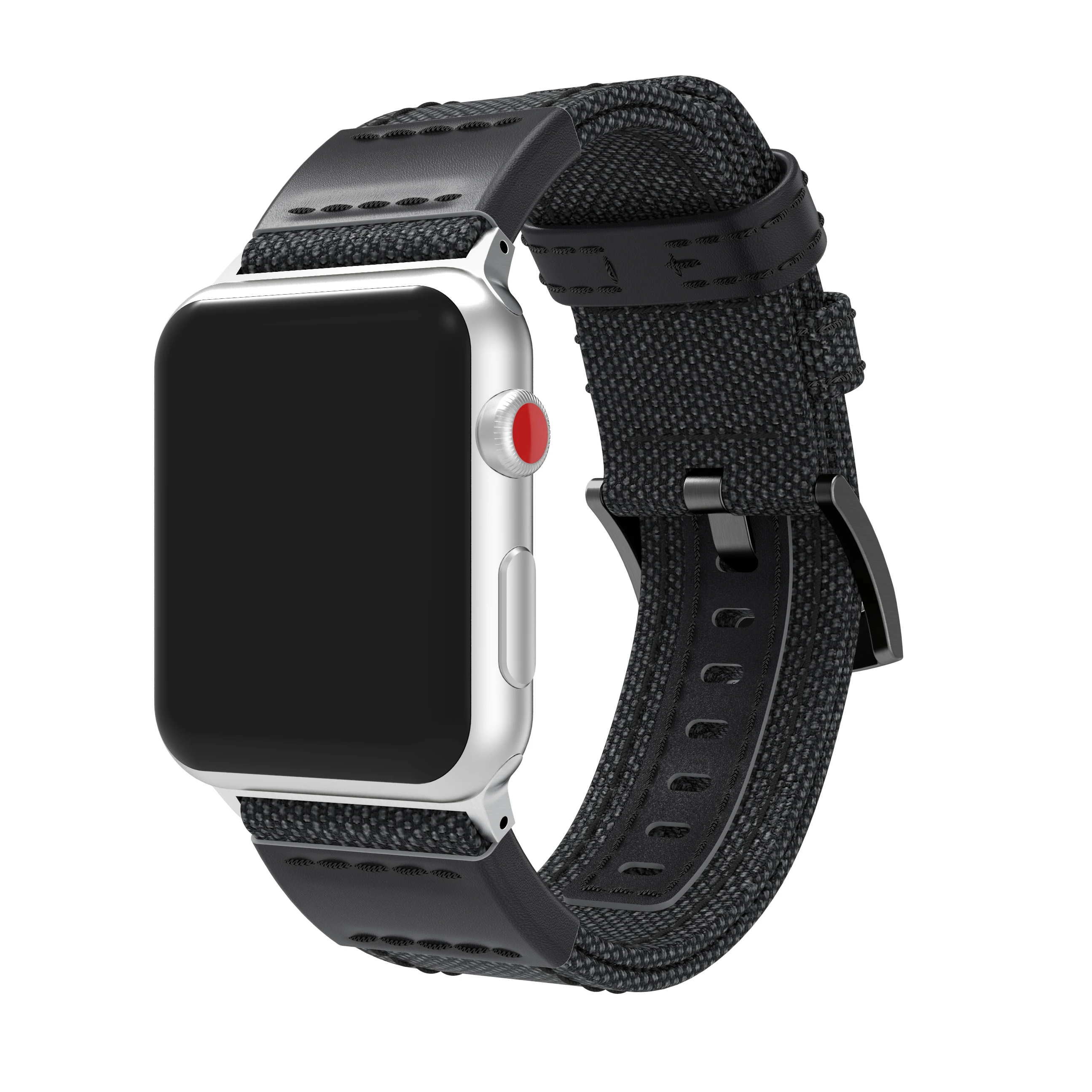 

Yayuu Compatible For Apple Watch Series 4/3/2/1 Band Nylon Canvas Fabric with Genuine Leather Trim Metal Clasp Watch Strap