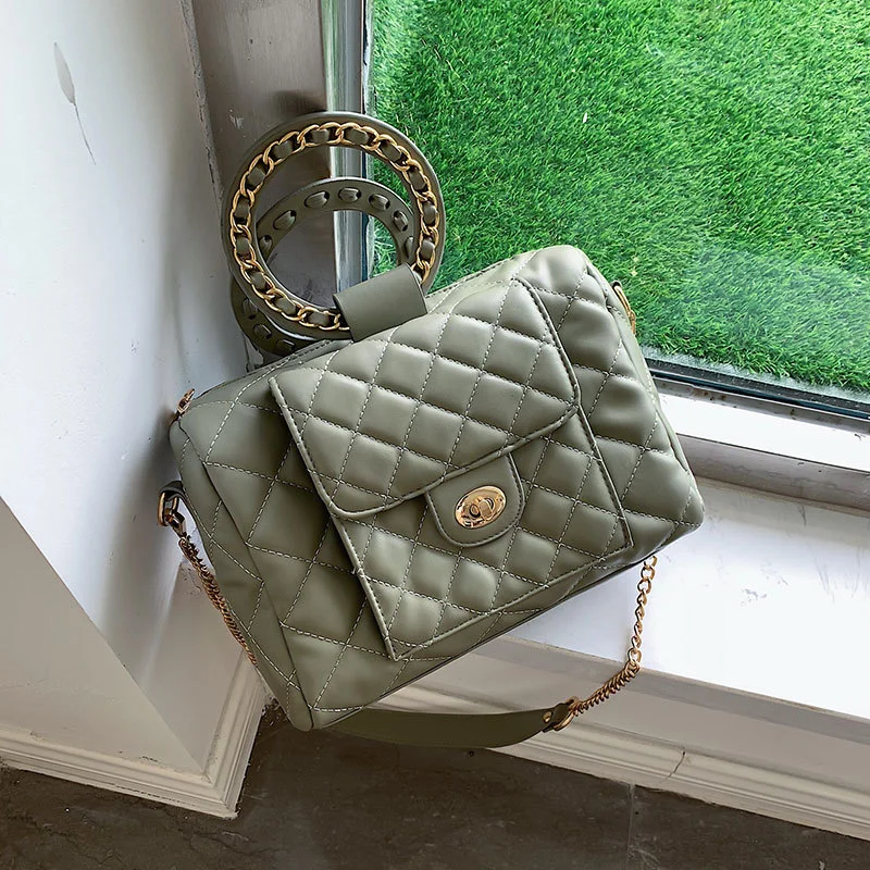 

Solid color handbag 2019 new Korean version of the lady handbag shoulder bag fashion twill small square bag