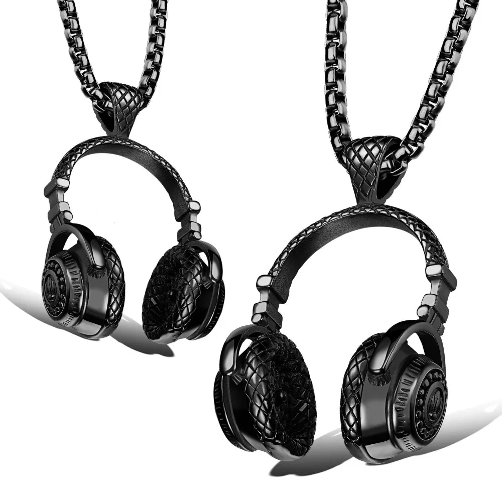 

JHSL Men Statement Necklace & Pendants 316L Stainless Steel Great Party Gift Headphone Deisgn Fashion Jewelry Dropship GX1100