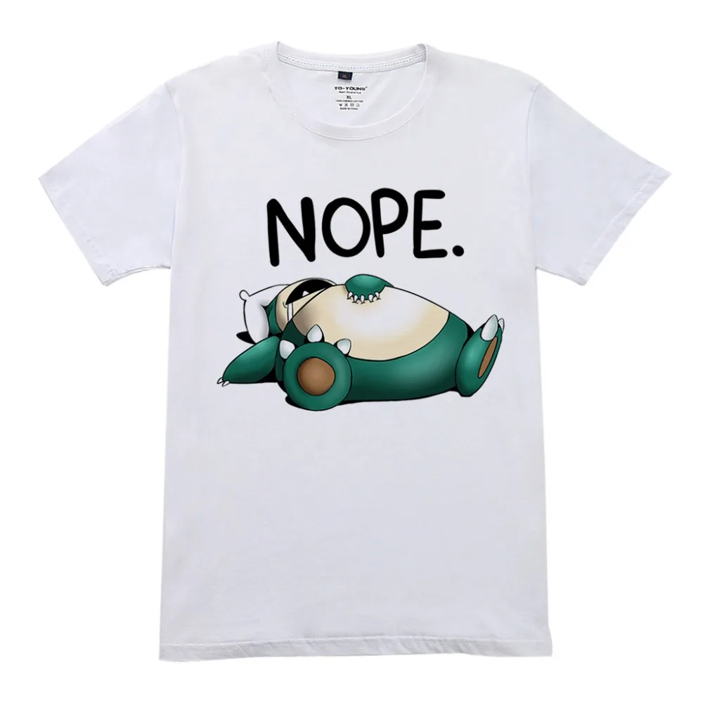 Женские футболки, дизайнерские Покемон Snorlax Nope I Will Do It Tomorrow, Новое поступление, чёсаные футболки, милые футболки с круглым воротником