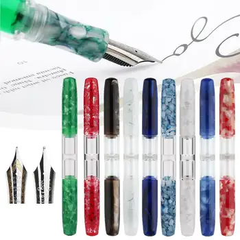 

Penbbs 469 Acrylic Resin Fountain Pen Double Nibs Medium Fine F 0.5/0.58mm Writing Student Office Pens Stationery Supplies