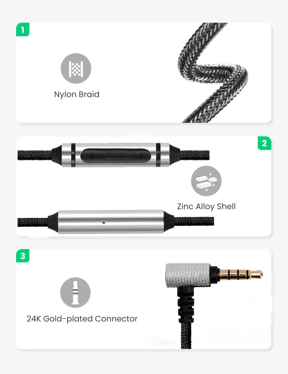 Cable For Audio Technica ATH M50x M40x M70x Cable With Remote Mic
