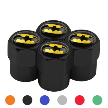 

4Pcs/Set Aluminum Car Tire Valve Caps Batman Emblem Logo Car-Styling Tyre Stems Air Caps Auto Wheel Car Styling Accessories