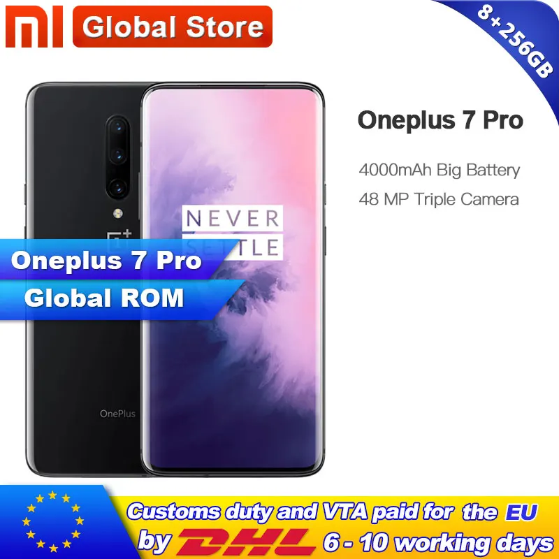 

Original Global ROM Oneplus 7 Pro 8GB RAM 256GB ROM Smartphone Snapdragon 855 6.67 Inch Screen Fingerprint ID NFC 48 MP Camera