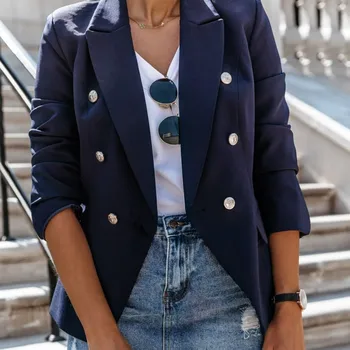 

Coat Jacket Women Jacket Autumn Spring Solid Color Jackets Lapel Casual Long Sleeves Slim Warm Coat