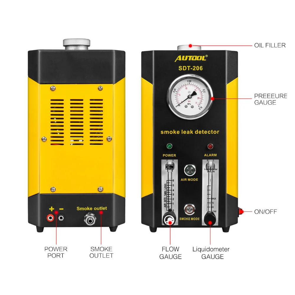 AUTOOL SDT206 автоматический детектор дыма детектор утечки дыма трубных систем автомобильный тестер дыма инструмент для осмотра автомобиля