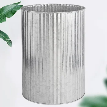

1pc Iron Flower Pot Zinc Plating Iron Bucket Flower Pot Flower Container Flower Pot for Home Office (Silver 30.5x22.5cm)