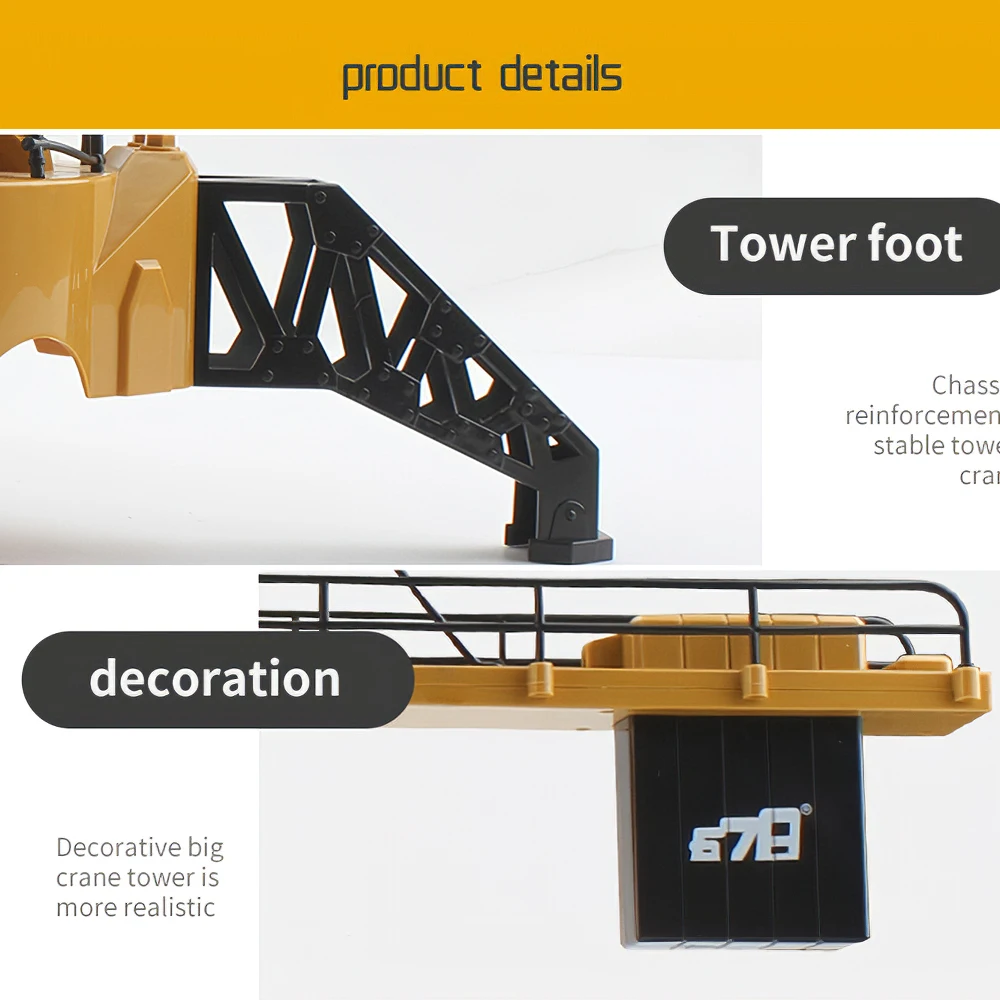 Радиоуправляемый башенный кран, 6 каналов, 128 см, 680 градусов, модель подъемника, 2,4 г, пульт дистанционного управления, строительный кран, игрушка со звуком, светильник для детей, подарок