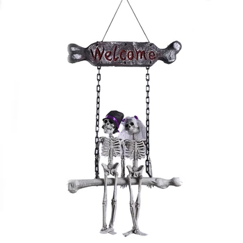 

Halloween Hanging Skull Skeleton Ghost Bridegroom Bride Welcome Sign Tricky Toy Horror Haunted House Escape Halloween Prop