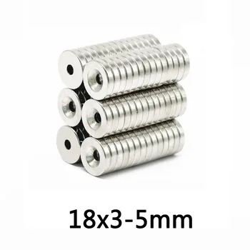 

20/30/50PCS 18x3-5mm N35 Permanent NdFeB Strong Magnets 18*3 mm Hole 5mm Round Countersunk Neodymium Magnetic Magnet 18*3-5mm