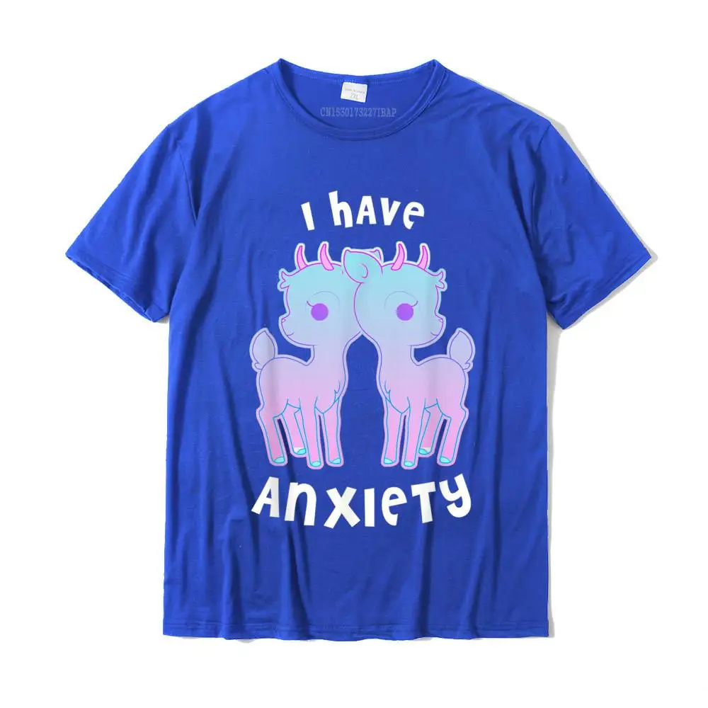 Normal Top T-shirts Casual Short Sleeve New Design O Neck 100% Cotton Tops T Shirt Design Tees for Men Summer Autumn I have Anxiety T-shirt Cool Kawaii Pastel Goth Style Design__MZ23665 blue