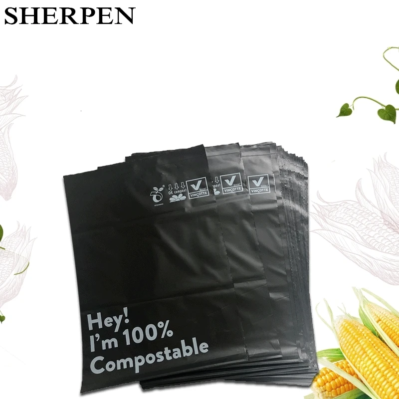 SHERPEN 50 개/몫 생 분해성 Compostable 가방 주최자 에코 택배 메일 가방 폴리 메일러 인감 메일 링 봉투 배..