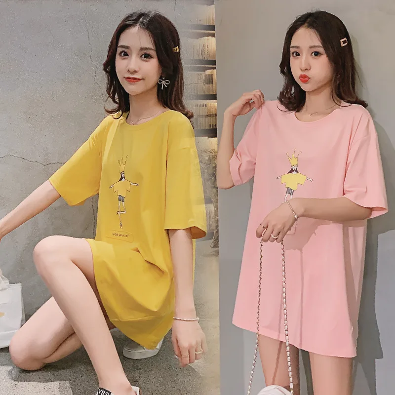 

Maternity Clothes Summer 2020 New Style Korean-style T-shirt Mid-length Pregnant Women Dress