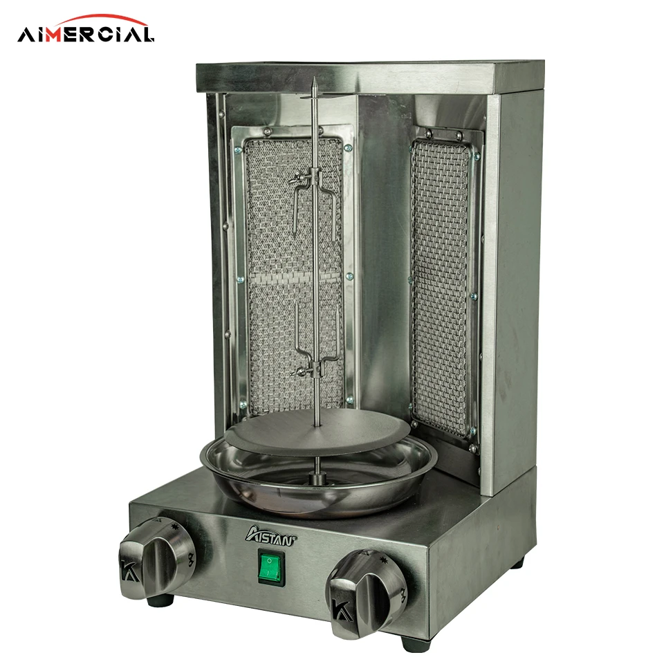 GB25 Gas Vertical kebab machine 360掳rotary S.steel Turkey kebab roaster Shawarma Middle East Rotisserie Equipment - Famidy.com