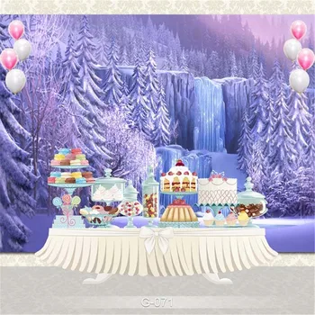 

Vinyl Frozen Waterfall Photography Backdrop Forest Trees Icefall Birthday Party Photo Booth Background