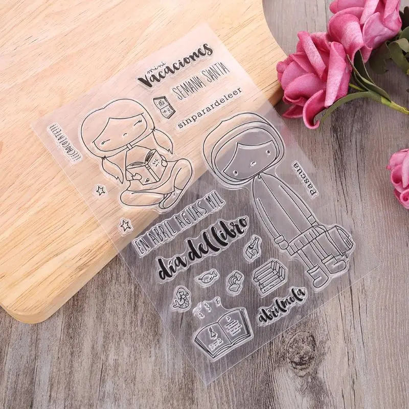 Чтение Силиконовые DIY прозрачные штампы Скрапбукинг для фотоальбома бумажные карты ремесла Декор D2TD