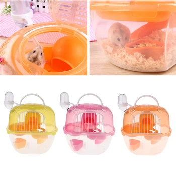 

Hamster Cage Outdoor Portable Travel Double Layer Living House Carrying Plastic K4UA