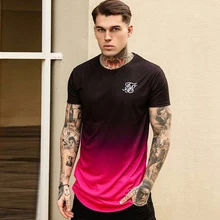 Модная брендовая шелковая хлопковая Футболка sik для мужчин, лето, хип-хоп, круглый вырез, короткий рукав, изогнутый подол, компрессионная футболка, Забавные футболки