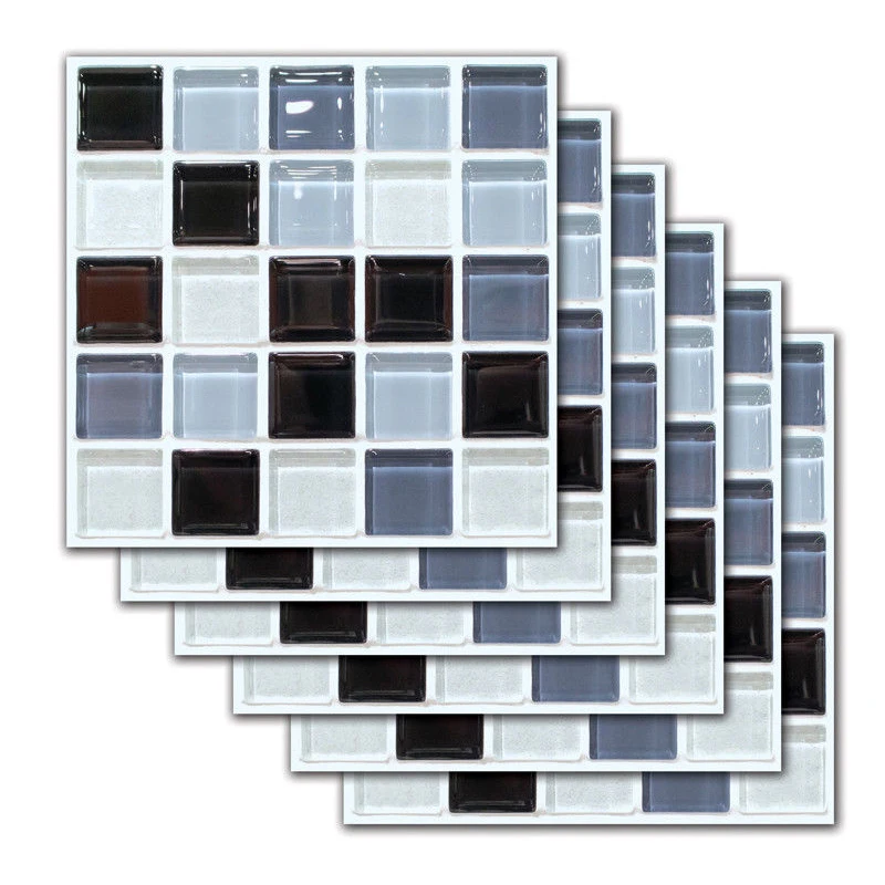 

6 Pcs Mosaic Tile Sticker Self-Adhesive Bathroom Kitchen Decor Wall Stair Tile Sticker Wall Sticker Home Decoration