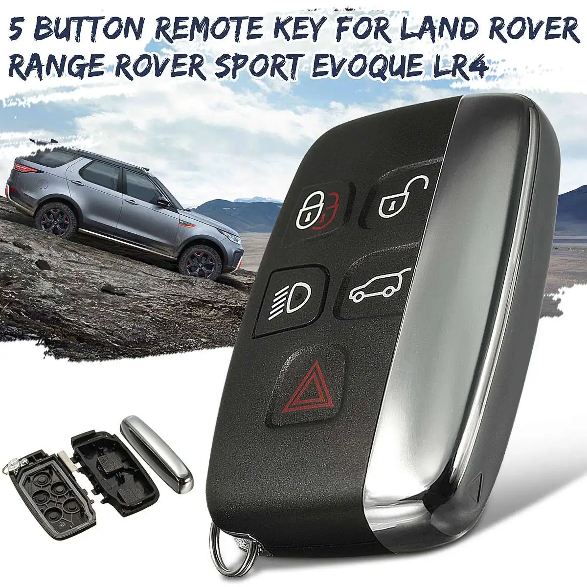 Комплект из 2 предметов; 5 кнопки дистанционного ключа FOB оболочка для Smart ключа чехол для LAND ROVER LR4 для Range ROVER Sport Evoque 2012 2013