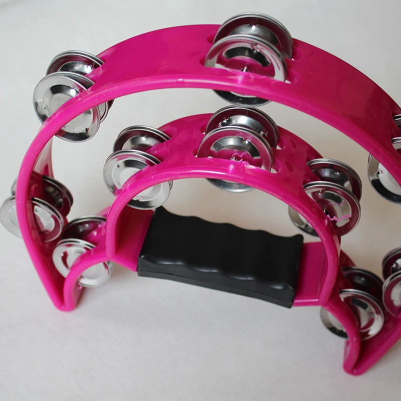 1PC Tambourine Percussion Musical Instruments Hand Bell for Party Compact Double Half Moon Drum KTV Bells Orff Tambourine