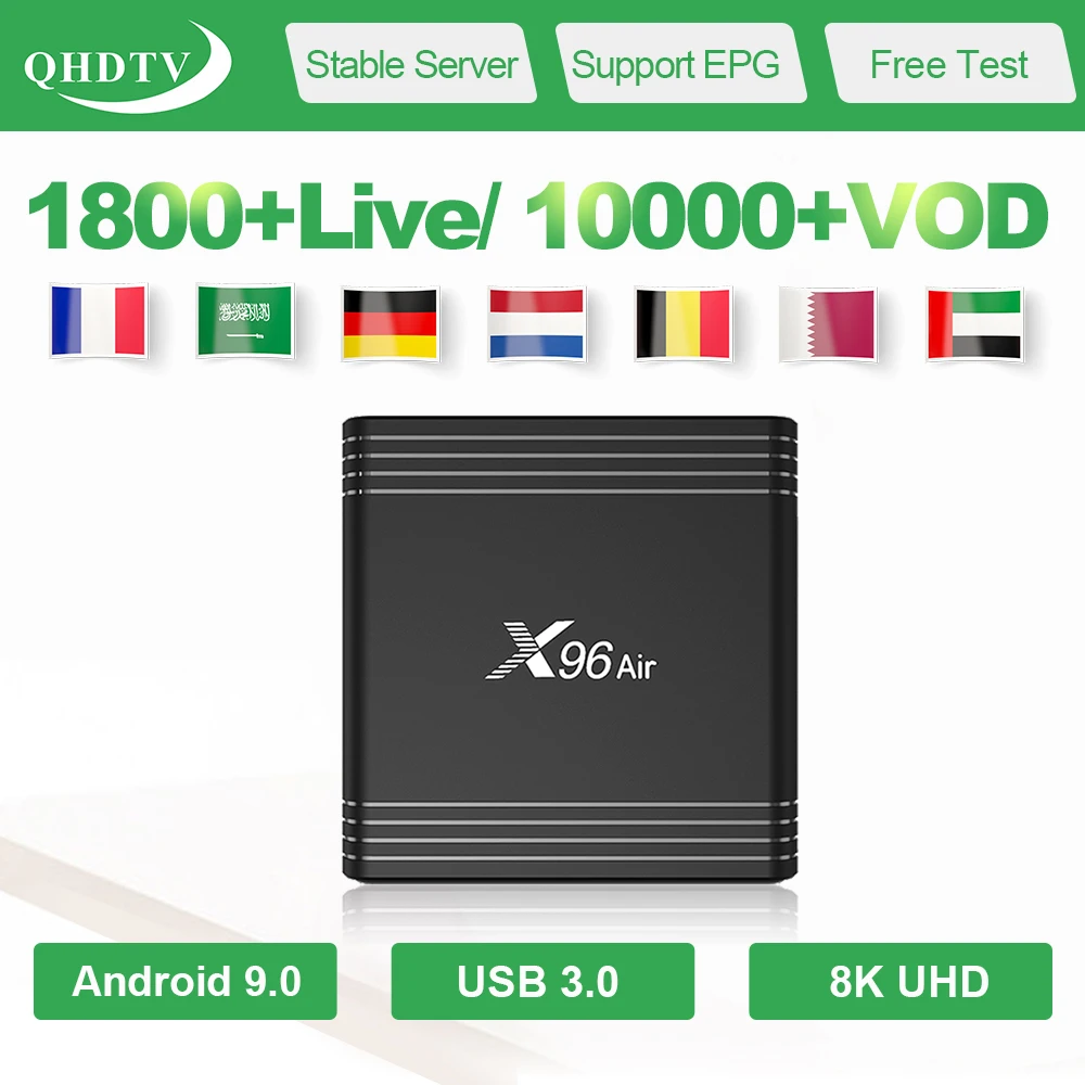 

X96 Air IPTV France S905X3 Android 9.0 IP TV Subscription France Netherlands Belgium Arabic IPTV 1 Year Code Algeria Qatar Iptv
