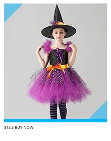 Classic Witch Girls Tutu Dress with Hat Child Halloween Costume Cosplay Carnival Party Princess Kids Wicked Witch Tulle Dresses (5)_副本