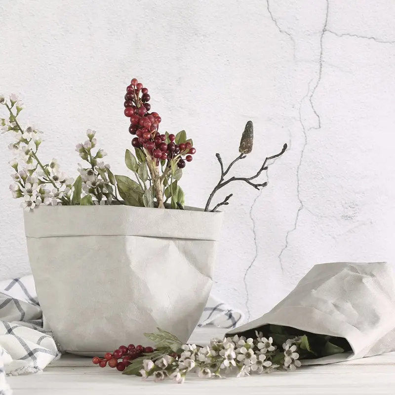 Kraft Paper Storage Bags Vegetable Plant Flower Pot Basket Home Organization Succulents Washable | Дом и сад