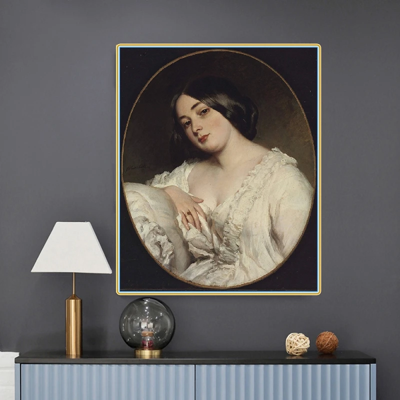 Winterhalter 》 Портрет женщины картина маслом на холсте художественный постер