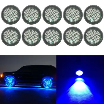 

10X High-quality Aluminum Black Base Blue Eagle Eye 12LED Daytime Driving DRL Backlight Car Rock Light 23MM 12V