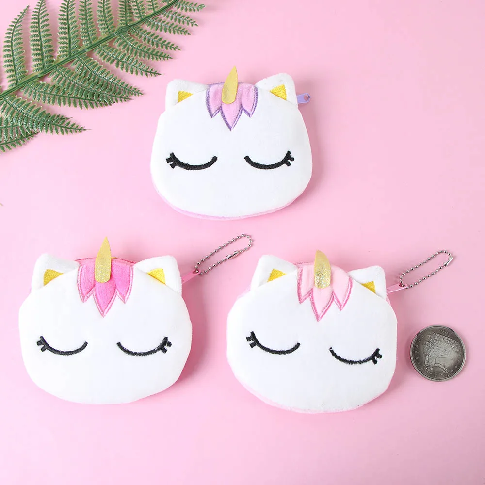 Coin Purse Unicorn Wallet Kids Plush Women Cartoon Children Kawaii Zipper-Change Girl
