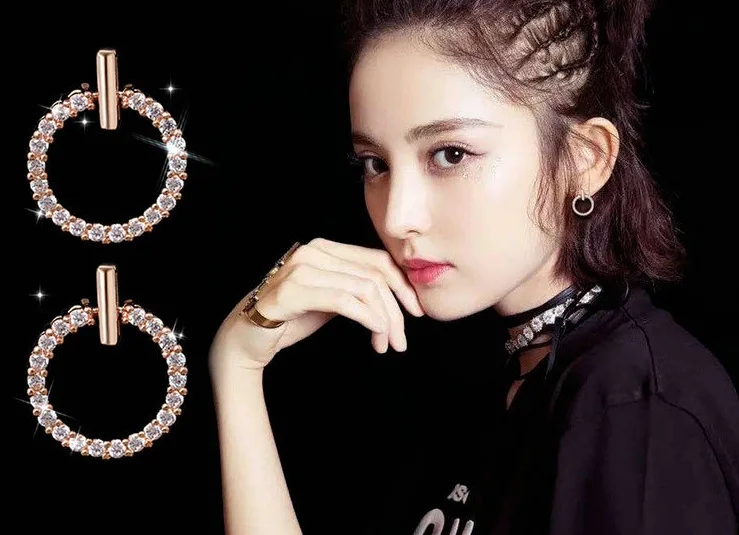 Модные серьги-гвоздики из серебра 925 пробы с кристаллами Стразы геометрические