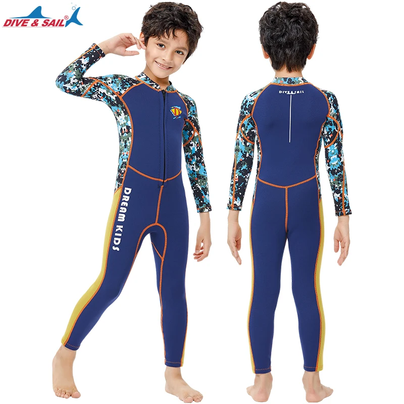Wetsuit Full Length Warm Kids 2.5mm Neoprene Surf Swimming Suit Diving Girl Boys 