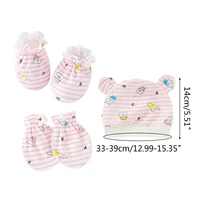 Baby Anti Scratching Soft Cotton Gloves Foot Cover Hat Set Comfy Mittens Socks Cap Kit Toddler Newborn Accessorise for 0-3Month 2
