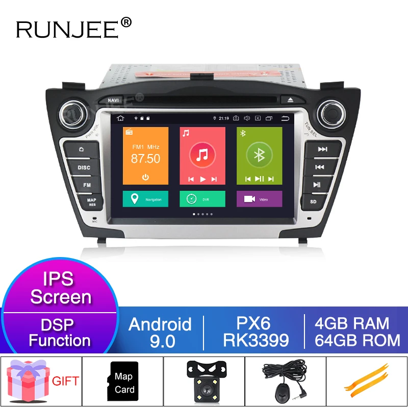 

RUNJEE 2 Din GPS Navigation PX6 IPS DSP Car radio Multimedia player For Hyundai IX35 Car Stereo 4GB RAM 64GB ROM