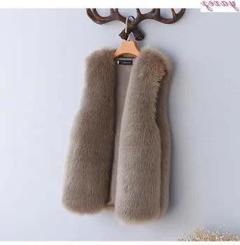 

2019 New Long Artifical Fox Fur Vest Women Winter Fashion Faux Fox Fur Vests Woman Warm Fake Fox Fur Coats Female
