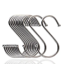 Crochet en acier inoxydable en forme de S, crochet métallique multifonctionnel pour vêtements de salle de bain et cuisine, 10 pièces