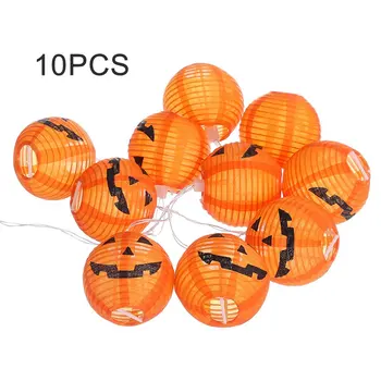 

10pcs LED Hanging Halloween Pumpkin Lantern 3D DIY 7cm Strings Lights Lamp Props Outdoor Home Party Decor Scary Battery-powered